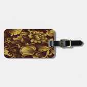 Custom Graceful Brown Floral Bagagelabel (Voorkant horizontaal)