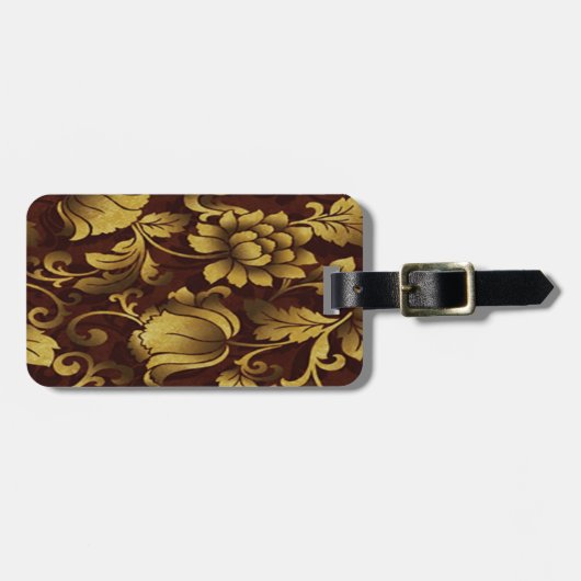 Custom Graceful Brown Floral Bagagelabel (Voorkant horizontaal)