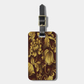 Custom Graceful Brown Floral Bagagelabel (Voorkant verticaal)
