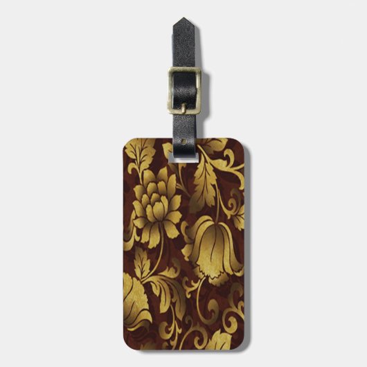Custom Graceful Brown Floral Bagagelabel (Voorkant verticaal)
