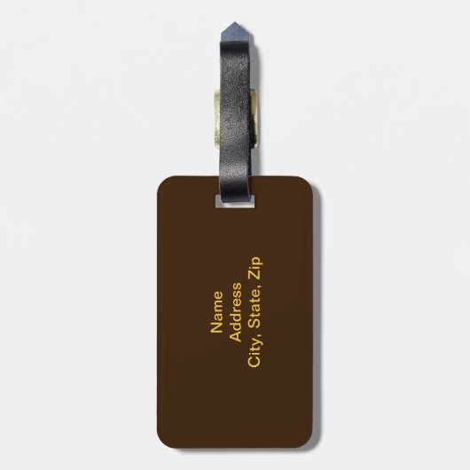 Custom Graceful Brown Floral Bagagelabel (Achterkant verticaal)