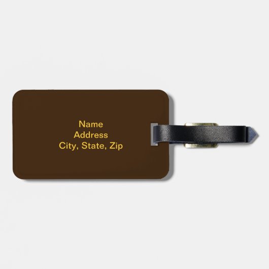 Custom Graceful Brown Floral Bagagelabel (Achterkant horizontaal)
