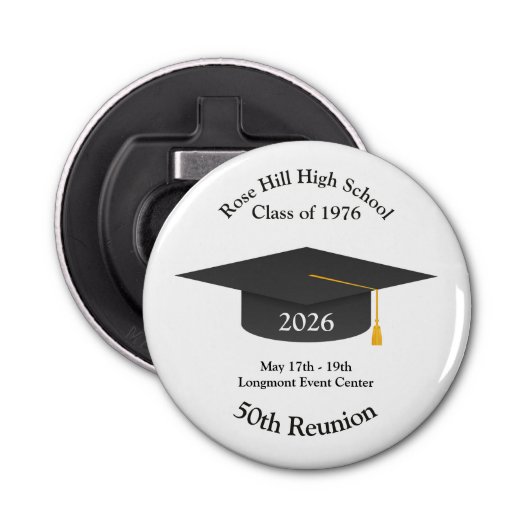 Custom Grad Cap Reunion Keepsake Bottle Opener (Voorkant)