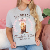 Custom Grade Teacher's Club Naam Iced Coffee Lover T-shirt