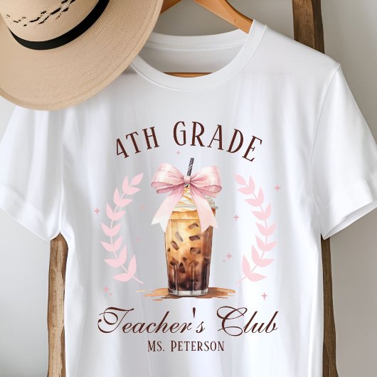 Custom Grade Teacher's Club Naam Iced Coffee Lover T-shirt