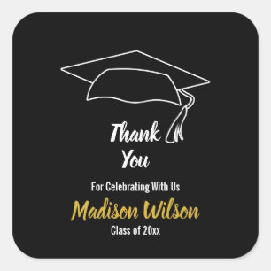 Custom Graduation Cap Afstuderen Dank u Vierkante Sticker