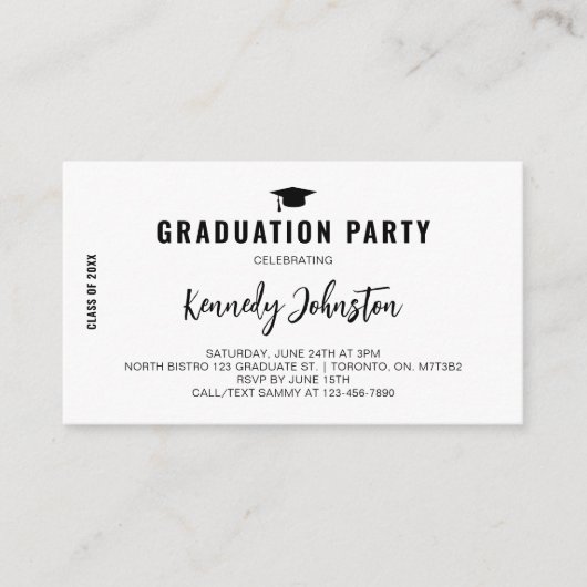 Custom Graduation Party Afstudeerder Class of 2025 Informatiekaartje (Voorkant)