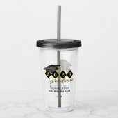 Custom Graduation Party Black Gold Acryl Drinkbeker (Voorkant)