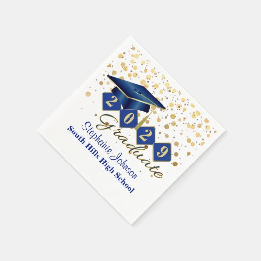 Custom Graduation Party Blauw Goud Servet (Hoek)