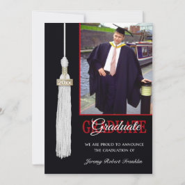 Custom Graduation Party nodigt Red & Black Tassel  Kaart