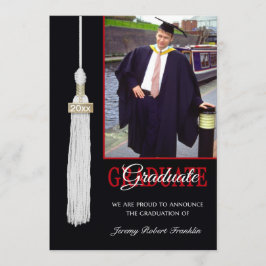 Custom Graduation Party nodigt Red & Black Tassel Kaart