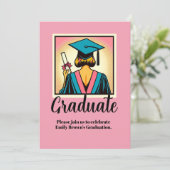 Custom Graduation Party Pop Art Kaart (Staand voorkant)