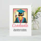 Custom Graduation Party Pop Art Kaart (Staand voorkant)