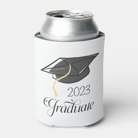 Custom Graduation Party Zwart Graduation Cap Blikjeskoeler (Blikje Voorkant)