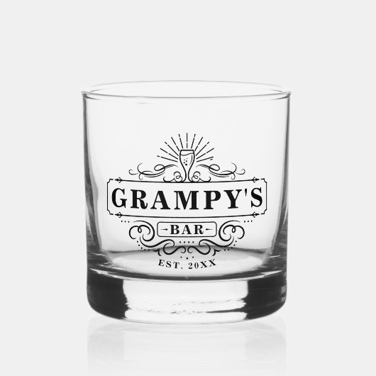 Custom Grampy's Bar Jaar Vastgesteld Glas (Voorkant)
