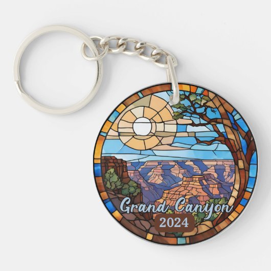 Custom Grand Canyon Faux Stained Glass  Sleutelhanger (Voorkant)