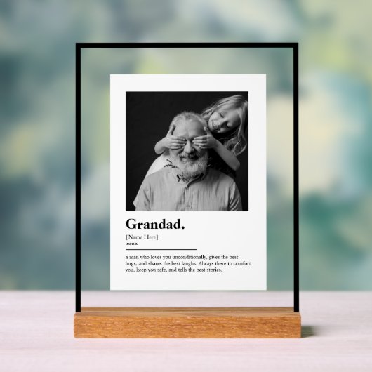 Custom Grandad Gift Dictionary Definition Photo Acryl Bord (Neutraal)