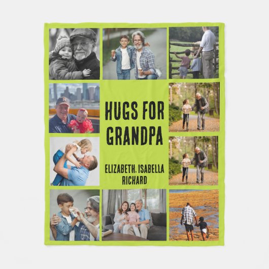 Custom Grandfather 10 Photo Collage Gift from Kids Fleece Deken (Voorkant)