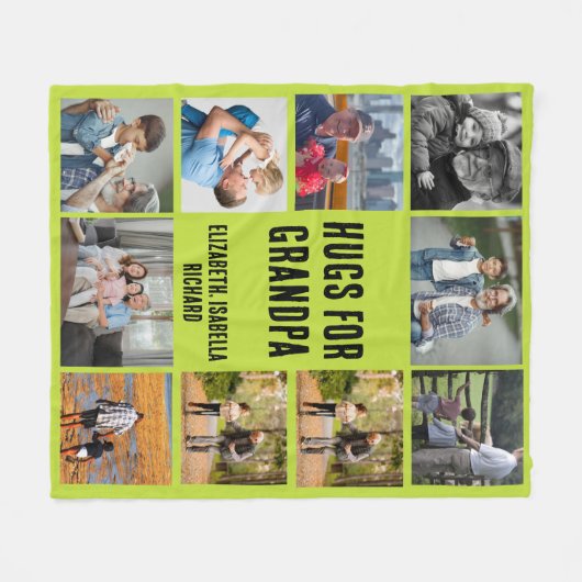 Custom Grandfather 10 Photo Collage Gift from Kids Fleece Deken (Voorkant (Horizontaal))