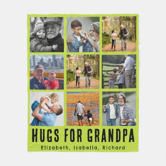 Custom Grandfather 9 Photo Collage Gift from Kids Fleece Deken (Voorkant)