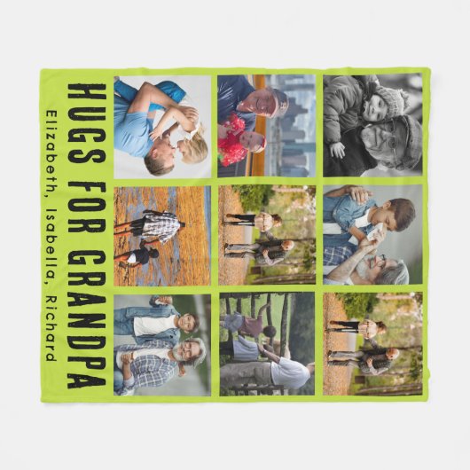 Custom Grandfather 9 Photo Collage Gift from Kids Fleece Deken (Voorkant (Horizontaal))