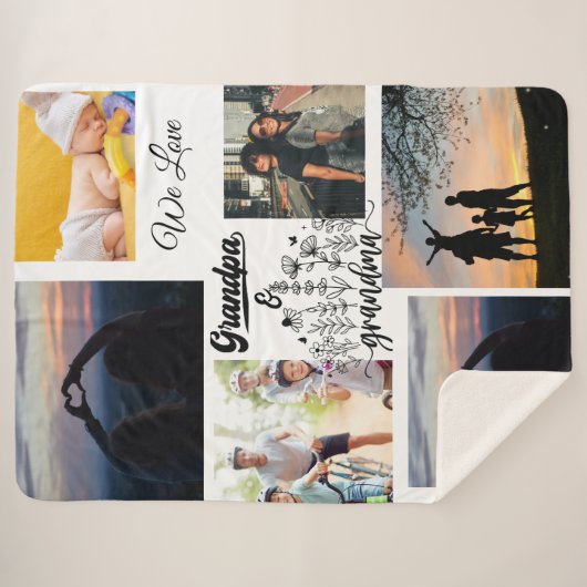 Custom Grandkids Pictures & Names Cozy Throw (Voorkant (horizontaal))