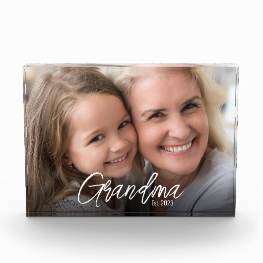 Custom Grandma Established Script Year Fotoblokken (Voorkant)