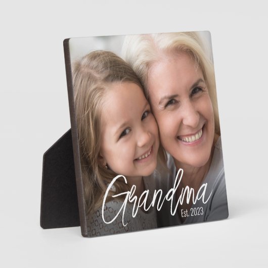 Custom Grandma Established Year Photo Fotoplaat (Voorkant)