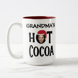 Custom Grandma Face & Name Hot Cocoa Christmas Tweekleurige Koffiemok