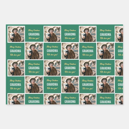 Custom Grandma Photo Funny Afbeelding Merry Kerstr Inpakpapier Vel (Voorkant 3)