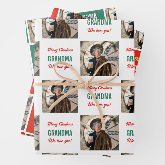 Custom Grandma Photo Funny Afbeelding Merry Kerstr Inpakpapier Vel (In situ)