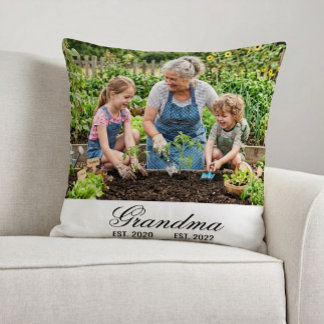 Custom Grandma Photo Multi Year Est Script Kussen