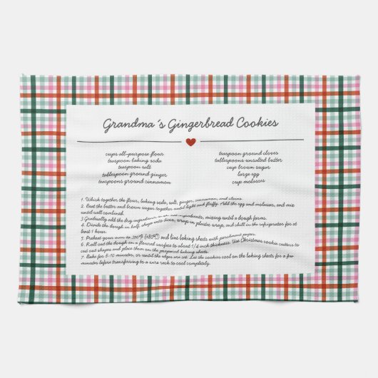 Custom Grandma Recipe Keepsake Christmas Theedoek (Horizontaal)