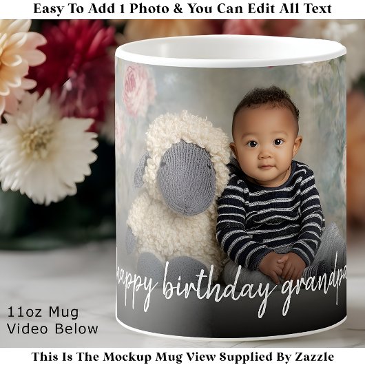 Custom Grandpa Photo Mug Modern One Photo Easy Koffiemok