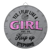 Custom Grappig "Ik Speel Als Een Meisje" huisfeest Dartbord (Voorkant)