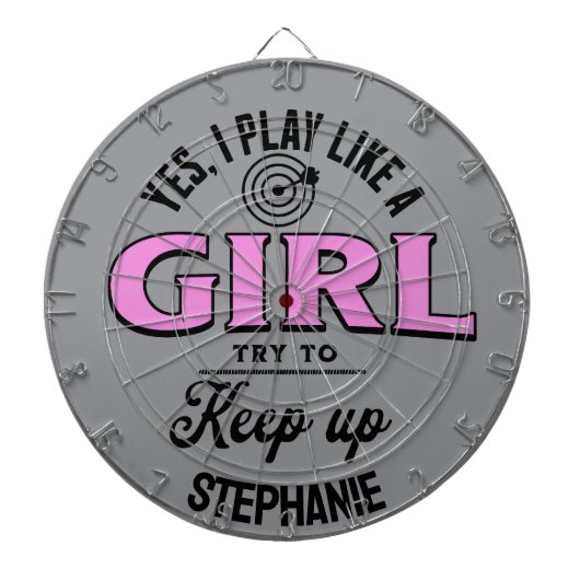 Custom Grappig "Ik Speel Als Een Meisje" huisfeest Dartbord (Voorkant)