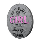 Custom Grappig "Ik Speel Als Een Meisje" huisfeest Dartbord (Voorkant Rechts)