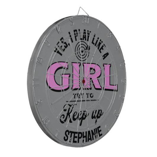Custom Grappig "Ik Speel Als Een Meisje" huisfeest Dartbord (Voorkant Links)