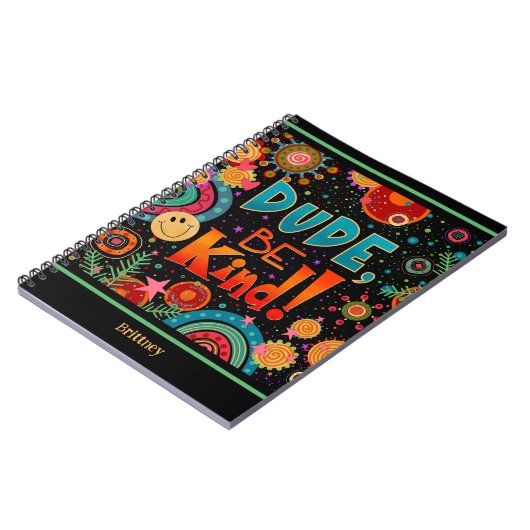 Custom Grappig Kleurrijke Dude Be Kind Happy Notitieboek (Linkerzijde)