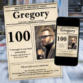 Custom Grappig Quote Retro Krant 100e Verjaardag Kaart