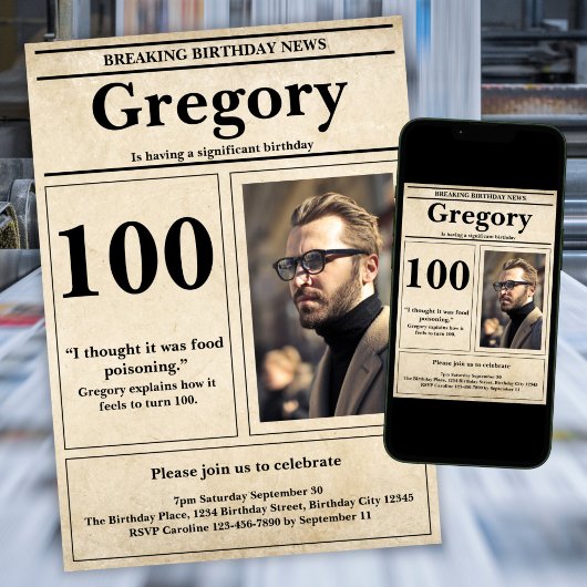 Custom Grappig Quote Retro Krant 100e Verjaardag Kaart