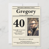 Custom Grappig Quote Retro Krant 40e Verjaardag Kaart (Voorkant)