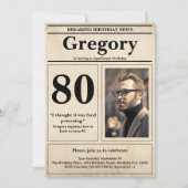 Custom Grappig Quote Retro Krant 80e Verjaardag Kaart (Voorkant)