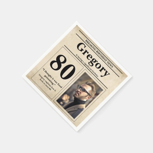 Custom Grappig Quote Retro Krant 80e Verjaardag Servet (Hoek)