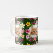 Custom Grappige Kat Foto Groen Tropisch Hawaiiaans Koffiemok (Voorkant links)