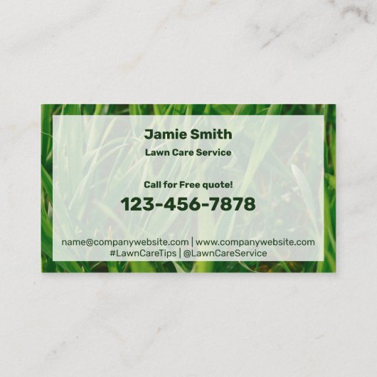 Custom Grass Afbeelding Groen Wit Logo QR Visitekaartje (Achterkant)