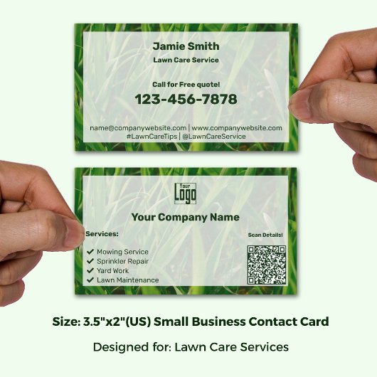 Custom Grass Afbeelding Groen Wit Logo QR Visitekaartje