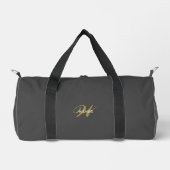 Custom Gray Black Monogram Initial Sport Gym Plunjezak (Voorkant)