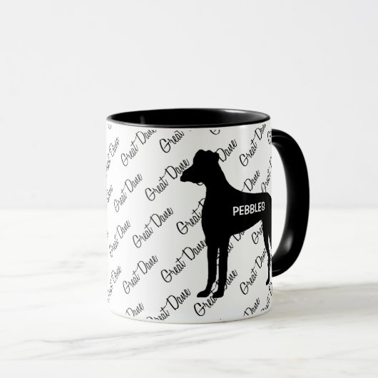 CUSTOM Great Dane Dog Silhouette Mok (Voorkant rechts)