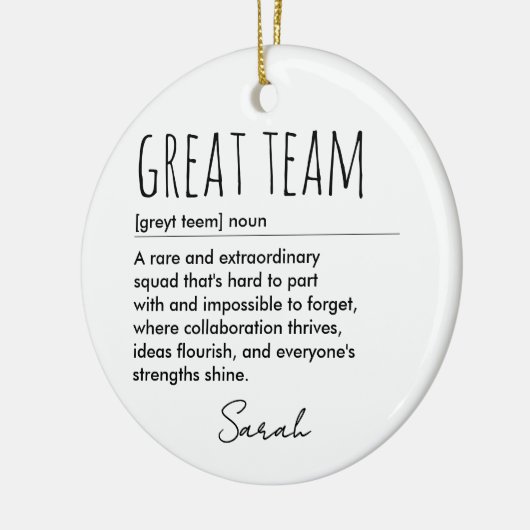 Custom Great Team Definition Personalized Keramisch Ornament (Links)